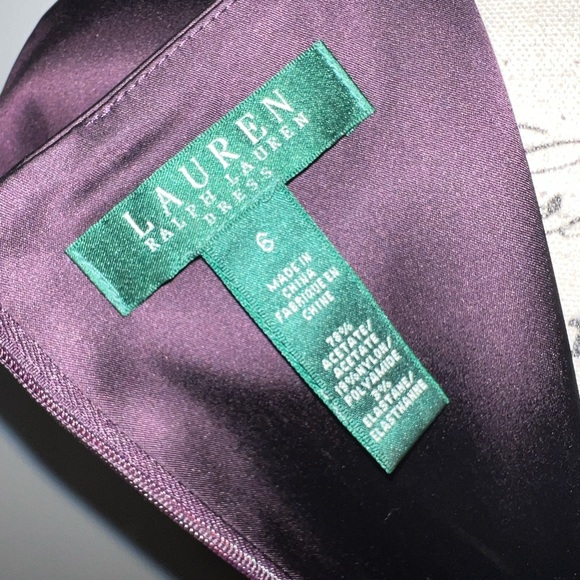 Ralph Lauren Deep Purple Satin Cocktail Dress/Ruched Waist/Size 6 - Picture 10 of 14